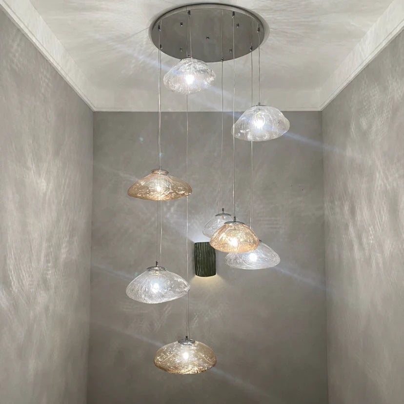 WOMO Cascading Blown Glass Pendant Chandelier-WM2101b