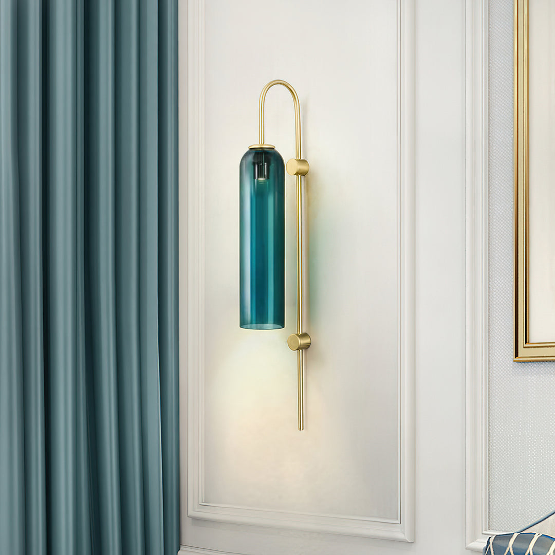 WOMO Colored Glass Cylinder Arched Wall Sconce-WM6109