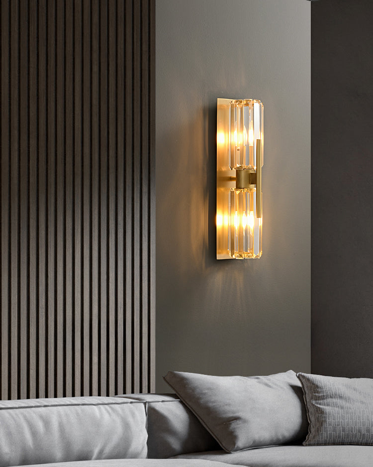 WOMO Crystal Prism Hurricane Double Wall Sconce-WM6132