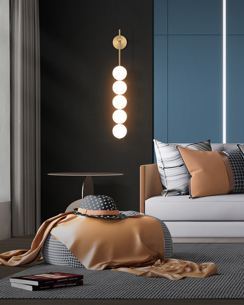 WOMO White Glass Globe Tall Wall Sconce-WM6141
