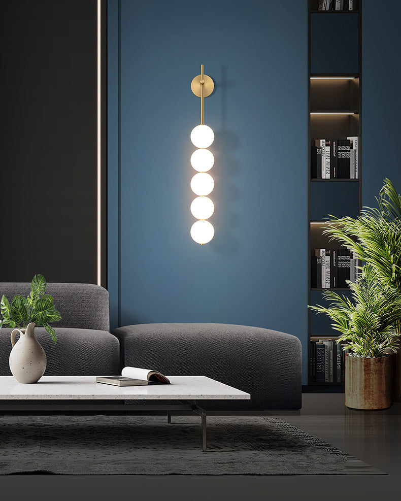 WOMO White Glass Globe Tall Wall Sconce-WM6141