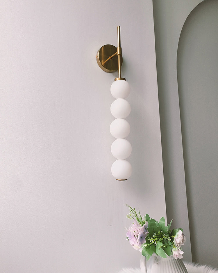 WOMO White Glass Globe Tall Wall Sconce-WM6141