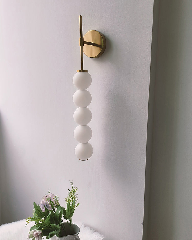 WOMO White Glass Globe Tall Wall Sconce-WM6141