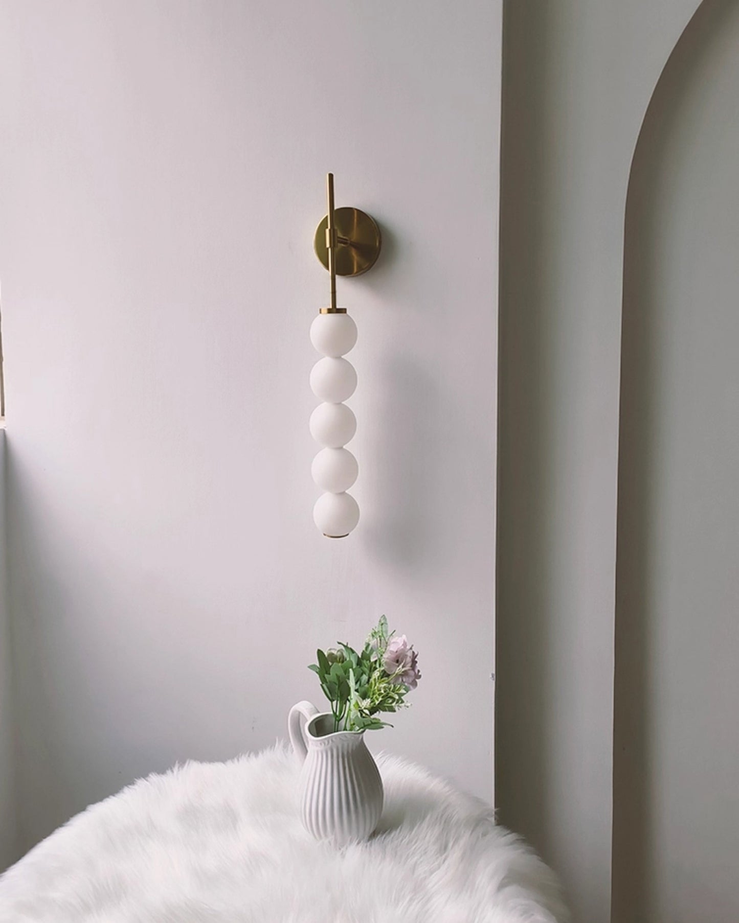 WOMO White Glass Globe Tall Wall Sconce-WM6141