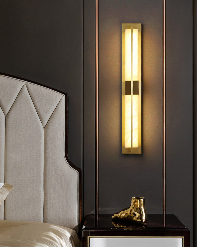 WOMO Art Deco Alabaster Rectangular Wall Sconce-WM6148