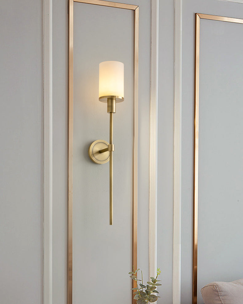 WOMO Alabaster Pillar Candle Wall Sconce-WM6154