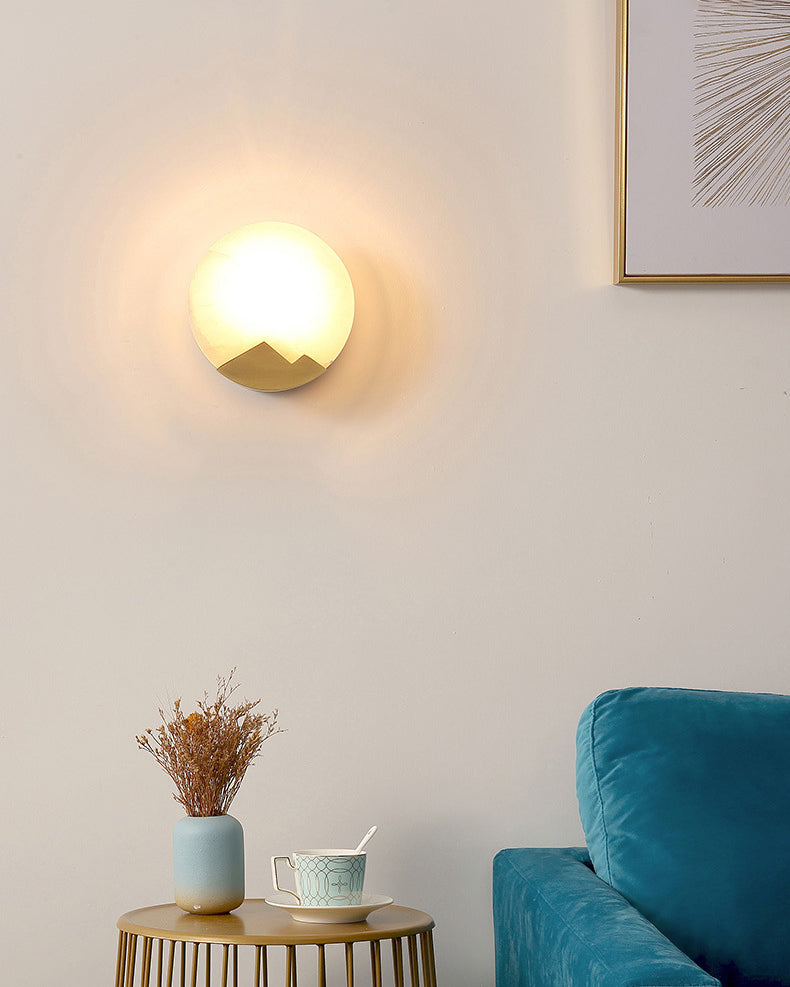 WOMO Art Deco Disc Alabaster Wall Sconce-WM6156