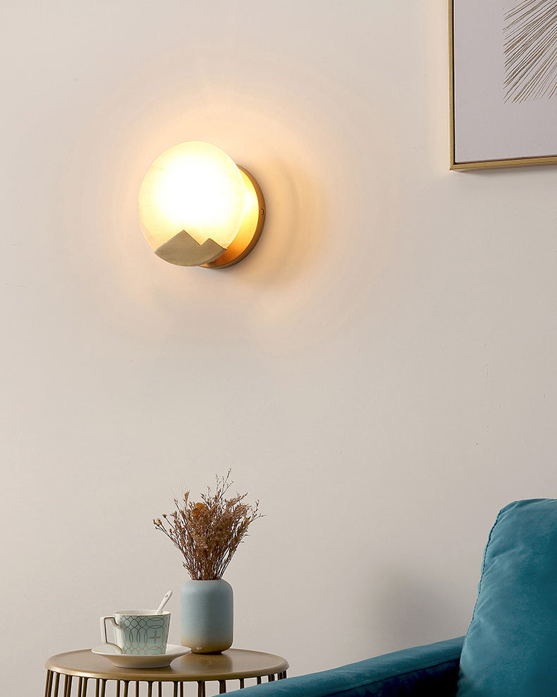 WOMO Art Deco Disc Alabaster Wall Sconce-WM6156