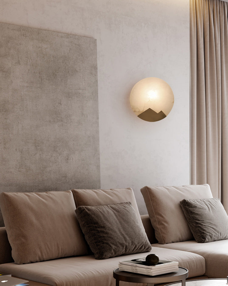 WOMO Art Deco Disc Alabaster Wall Sconce-WM6156