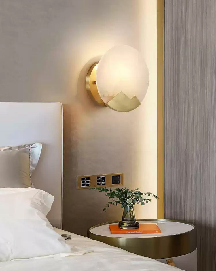 WOMO Art Deco Disc Alabaster Wall Sconce-WM6156
