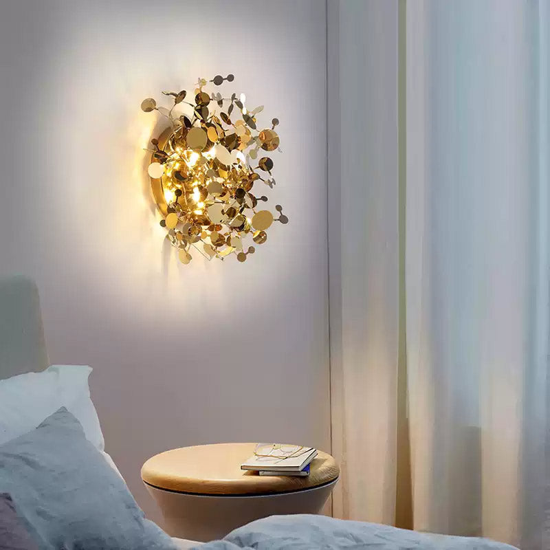 WOMO Unique Gold Leaf Wall Sconce-WM6155