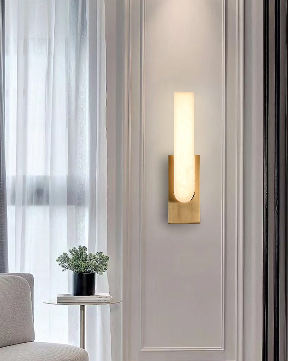 WOMO Rectangular Alabaster Wall Sconce -WM6160