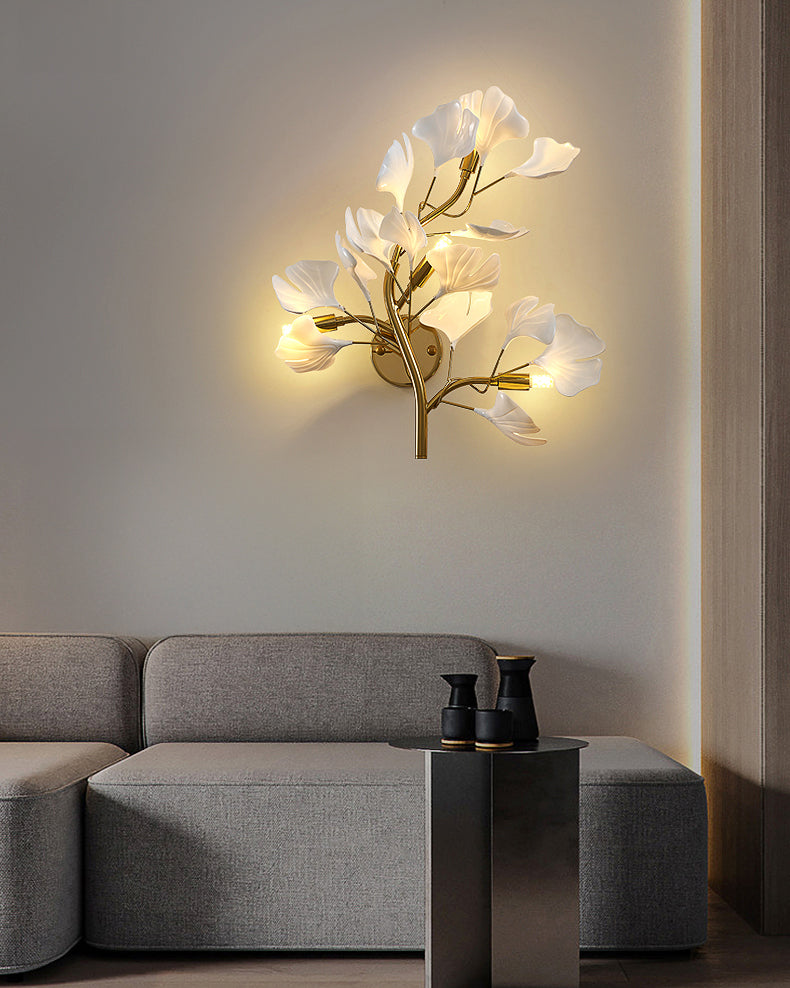 WOMO Ceramic Ginkgo Vine Wall Sconce -WM6161