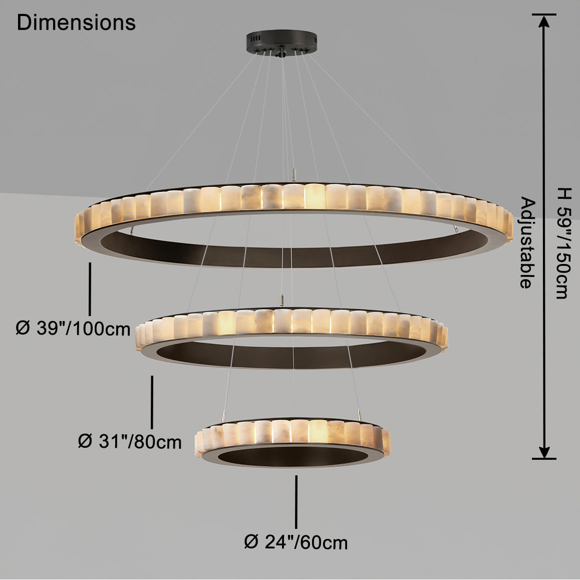 WOMO Tiered Circular Alabaster Chandelier-WM2858