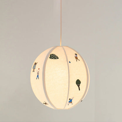 WOMO Fabric Globe Pendant Light-WM2945