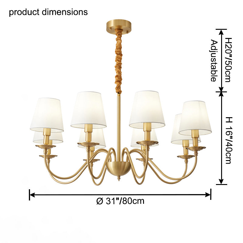 WOMO Gold Fabric Shaded Chandelier-WM2951