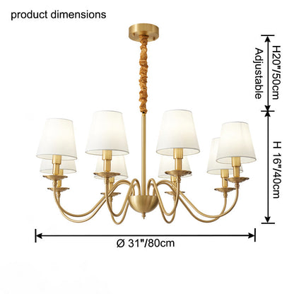 WOMO Gold Fabric Shaded Chandelier-WM2951