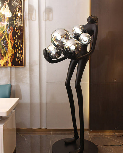 WOMO Sculptural Glass Globe Floor Lamp-WM7083