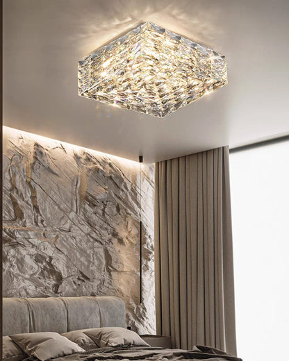 WOMO Square Crystal Flush Mount Ceiling Light-WM1130
