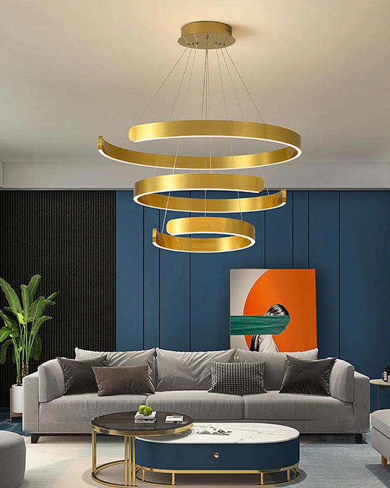 WOMO Gold Tiered Ring Chandelier-WM2916