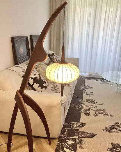 WOMO Flying Saucer Tripod Wood Floor Lamp-WM7136