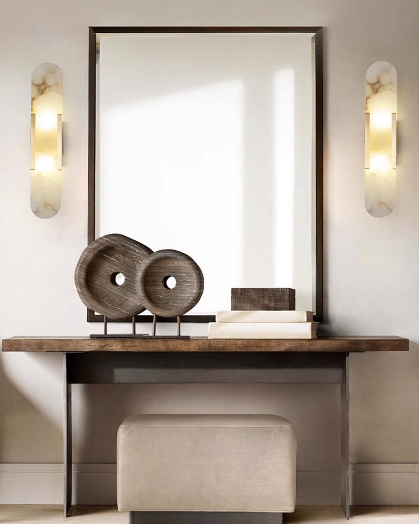 WOMO Oval Alabaster Wall Sconce-WM6107