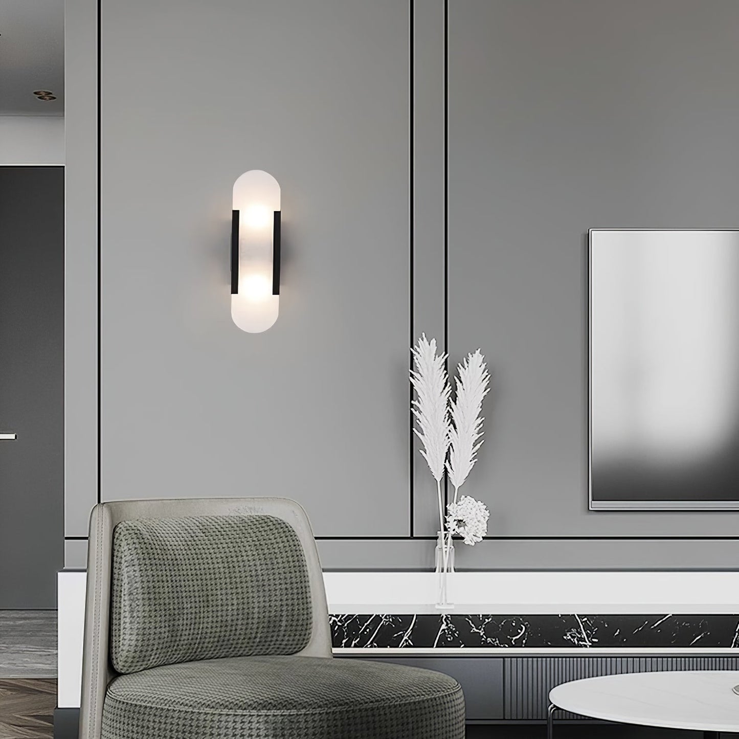 WOMO Oval Alabaster Wall Sconce-WM6107