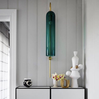 WOMO Colored Glass Cylinder Arched Wall Sconce-WM6109