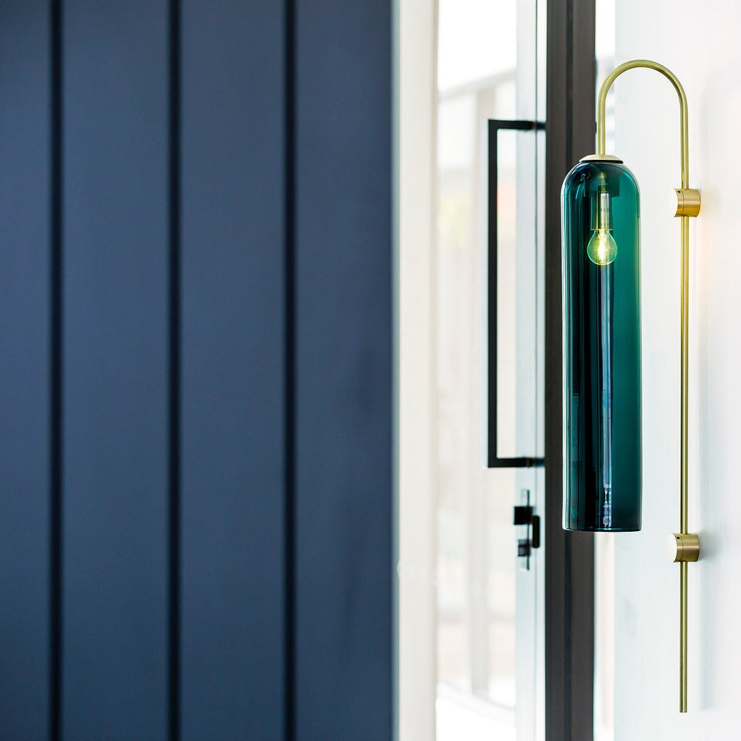 WOMO Colored Glass Cylinder Arched Wall Sconce-WM6109