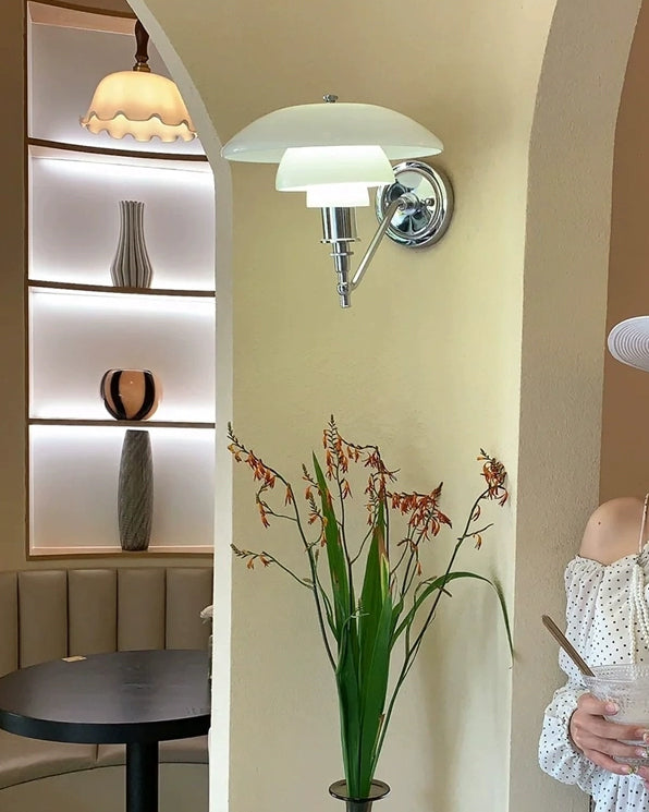 WOMO Milk Glass Mid Century Modern Wall Sconce-WM6122