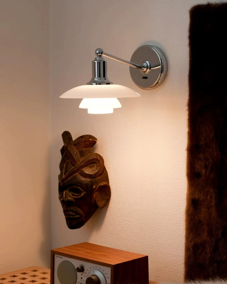 WOMO White Glass Mid Century Modern Wall Sconce-WM6123