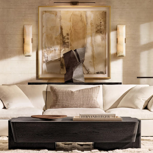 WOMO Rectangular Alabaster Wall Sconce-WM6125