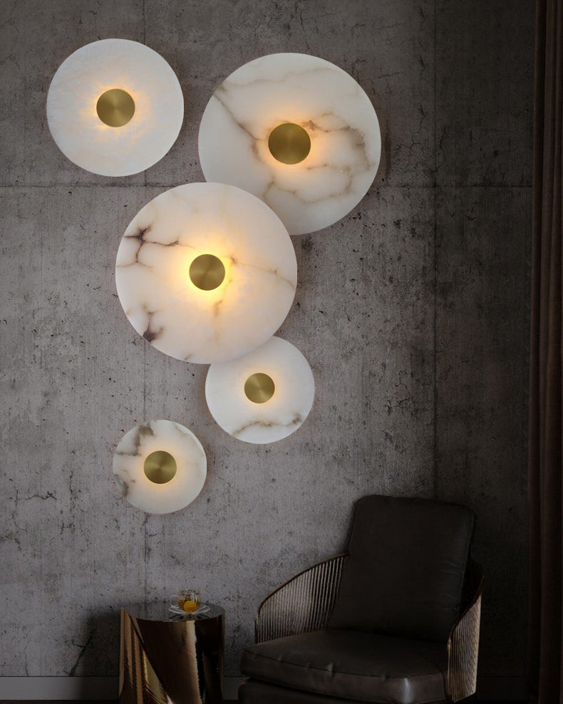 WOMO Art Deco Disc Alabaster Wall Sconce-WM6128