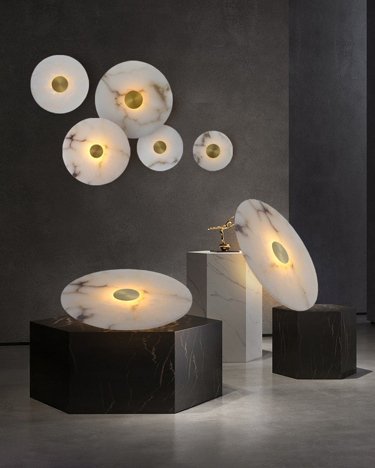 WOMO Art Deco Disc Alabaster Wall Sconce-WM6128