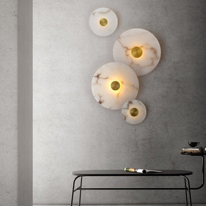 WOMO Art Deco Disc Alabaster Wall Sconce-WM6128