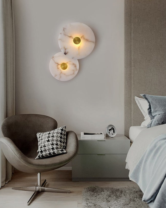 WOMO Art Deco Disc Alabaster Wall Sconce-WM6128