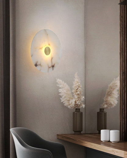 WOMO Art Deco Disc Alabaster Wall Sconce-WM6128