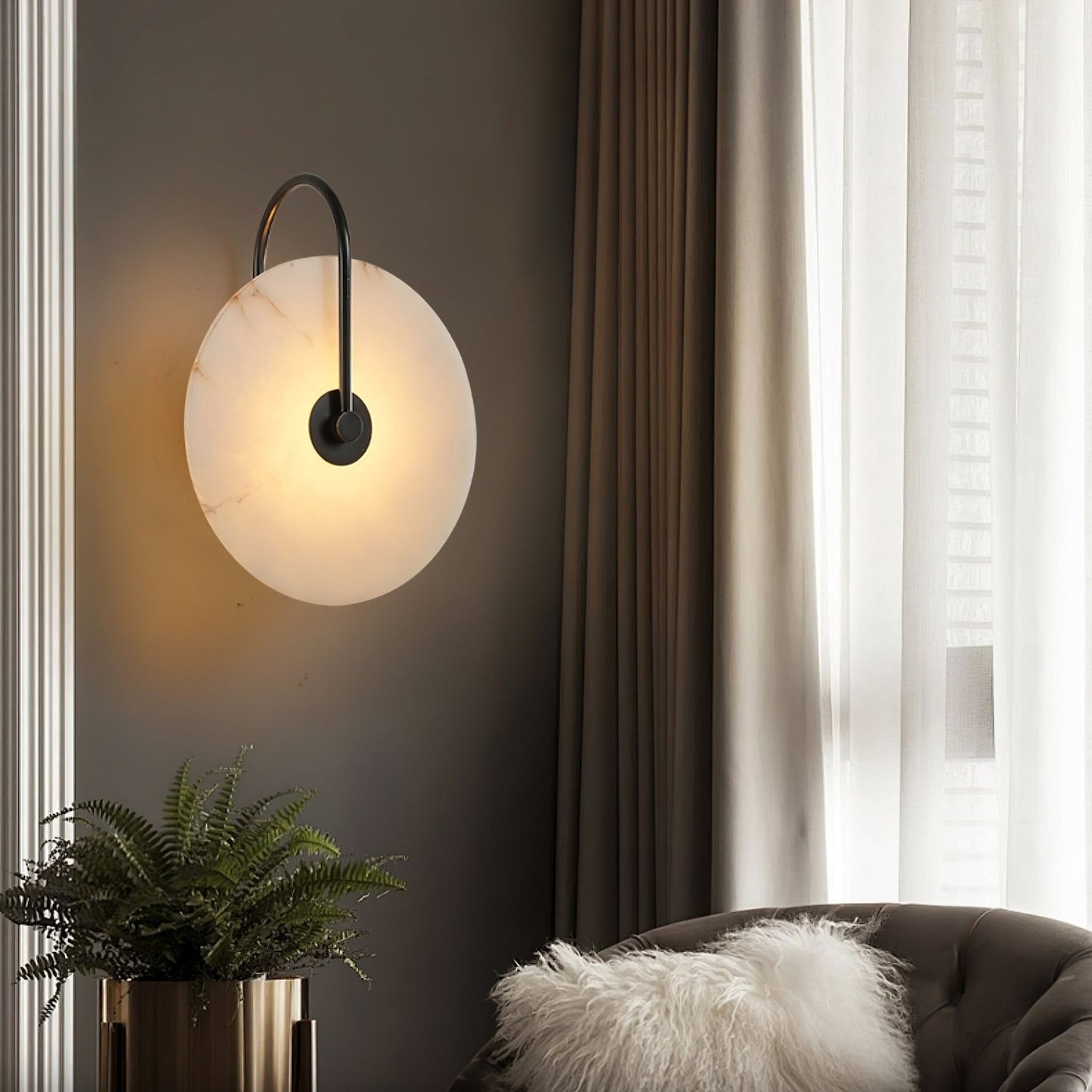 WOMO Alabaster Disc Wall Sconce-WM6129