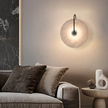 WOMO Alabaster Disc Wall Sconce-WM6129