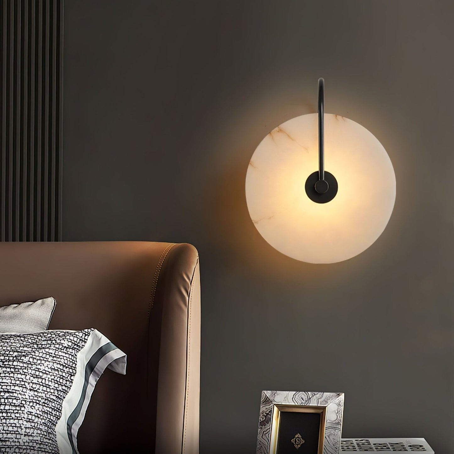 WOMO Alabaster Disc Wall Sconce-WM6129