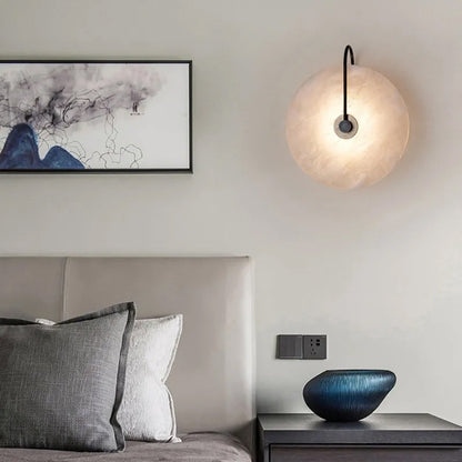 WOMO Alabaster Disc Wall Sconce-WM6129