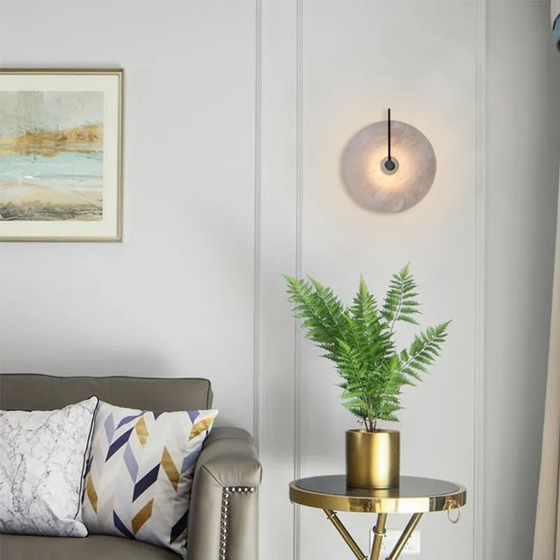 WOMO Alabaster Disc Wall Sconce-WM6129