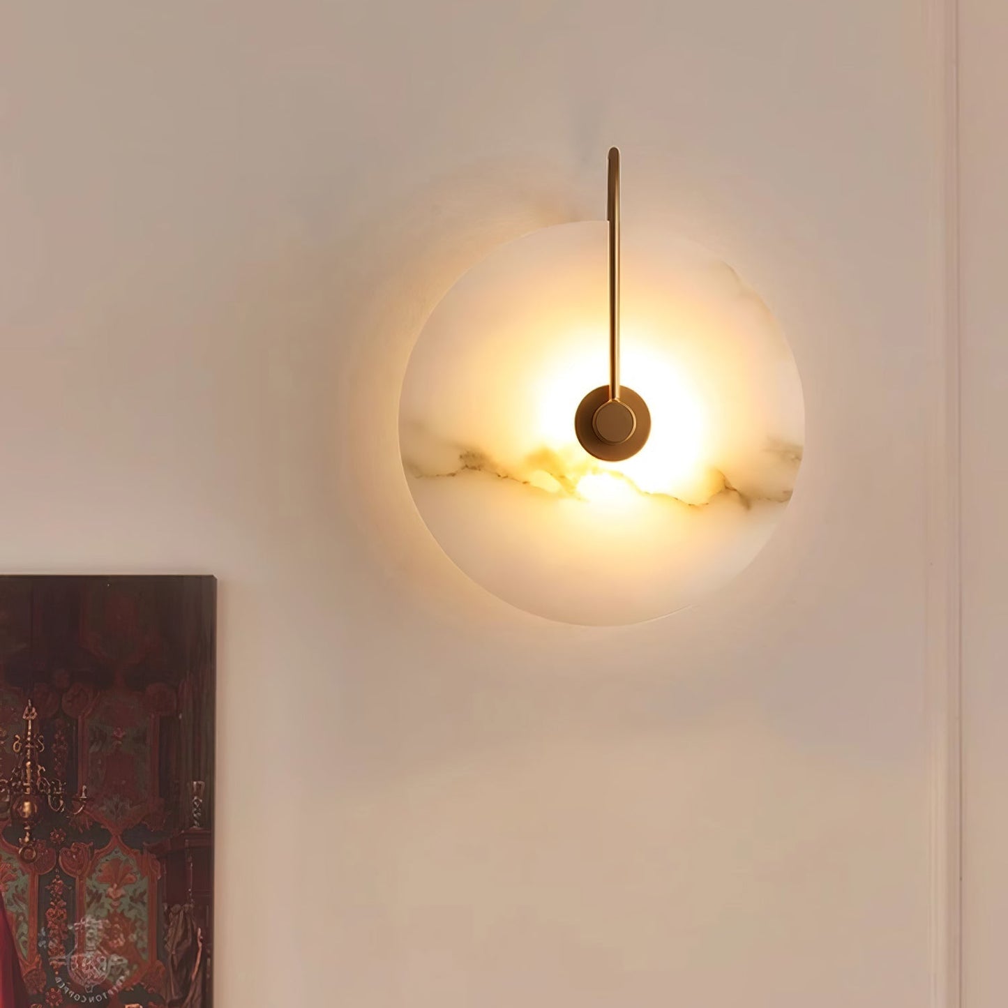 WOMO Alabaster Disc Wall Sconce-WM6129