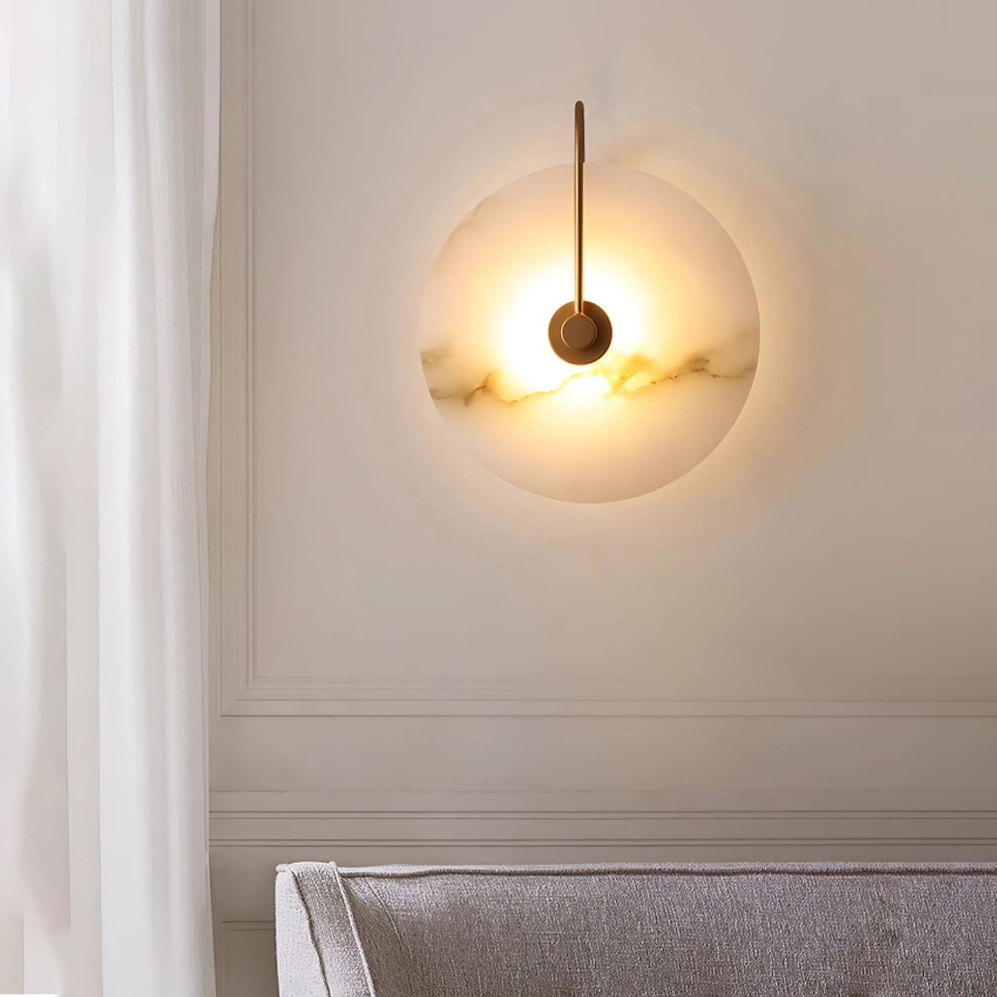 WOMO Alabaster Disc Wall Sconce-WM6129