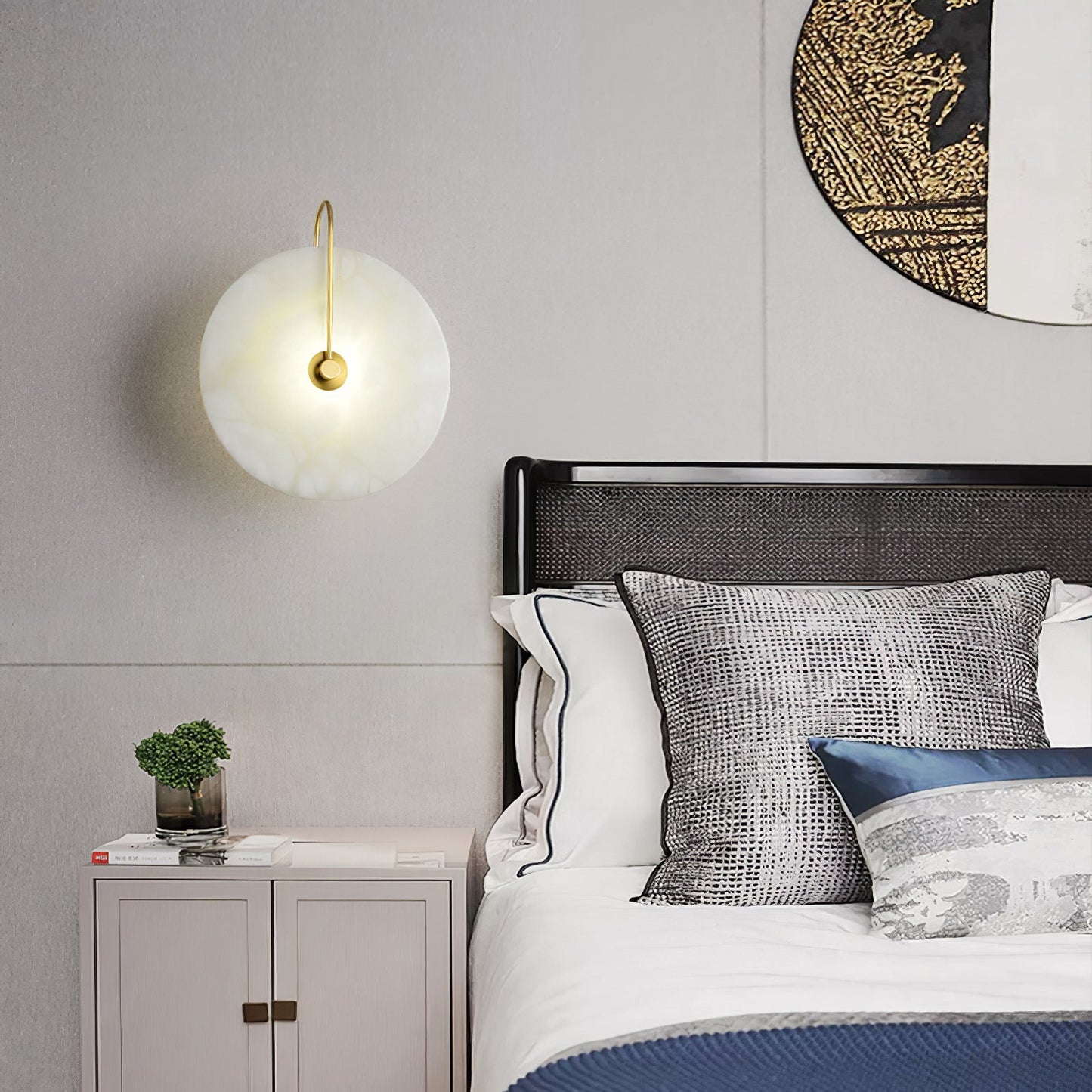 WOMO Alabaster Disc Wall Sconce-WM6129