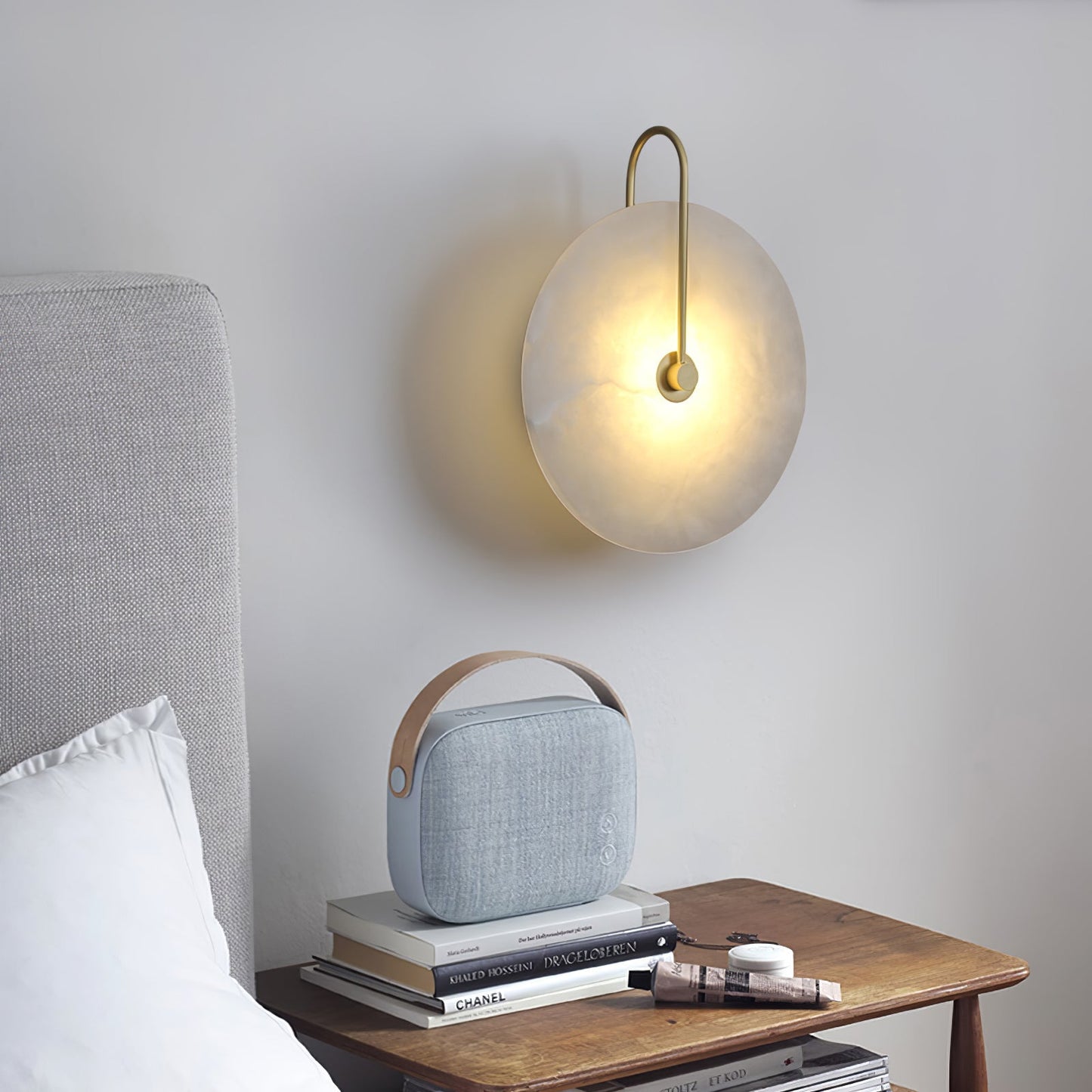 WOMO Alabaster Disc Wall Sconce-WM6129