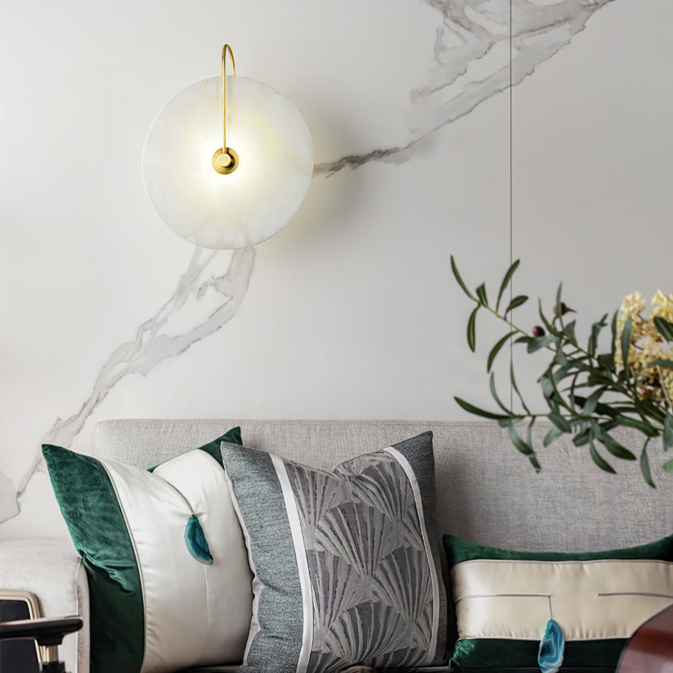 WOMO Alabaster Disc Wall Sconce-WM6129