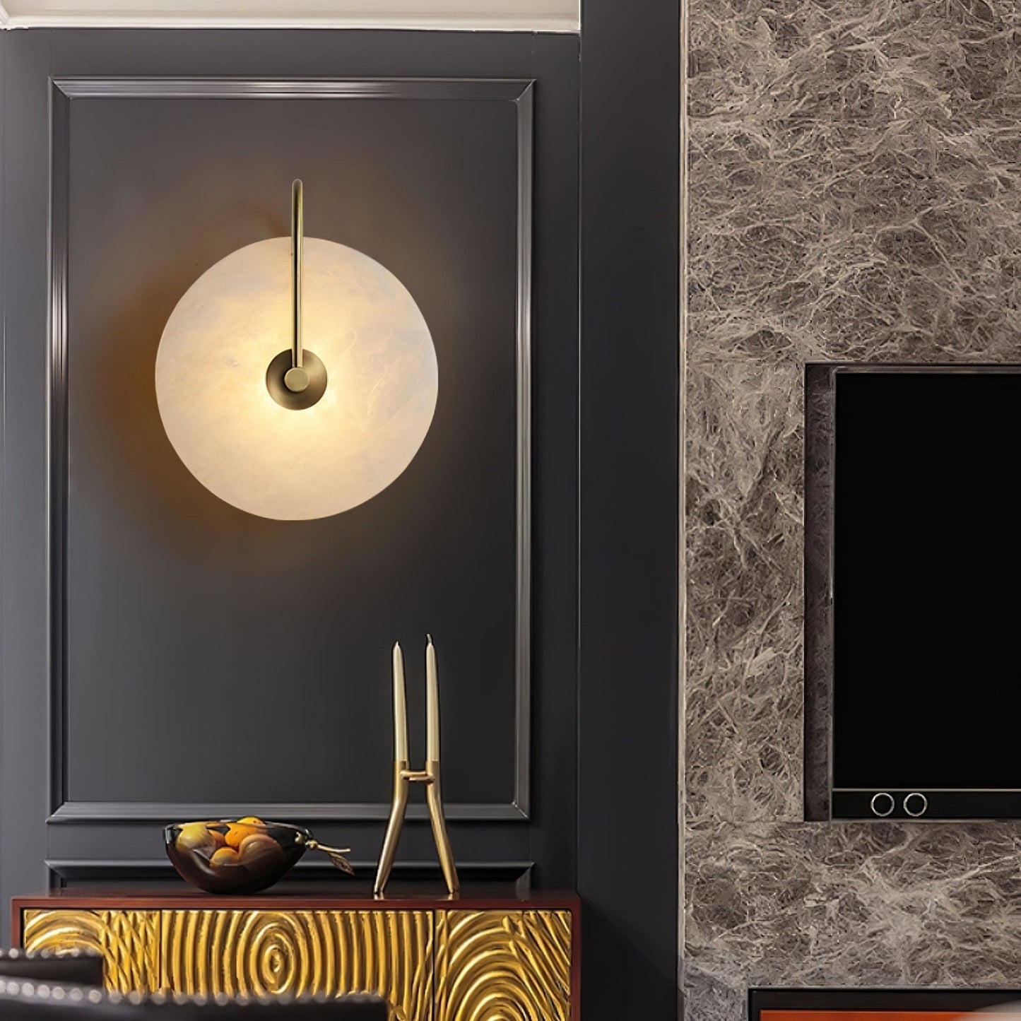 WOMO Alabaster Disc Wall Sconce-WM6129