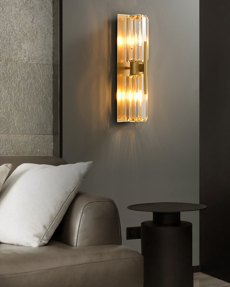 WOMO Crystal Prism Hurricane Double Wall Sconce-WM6132