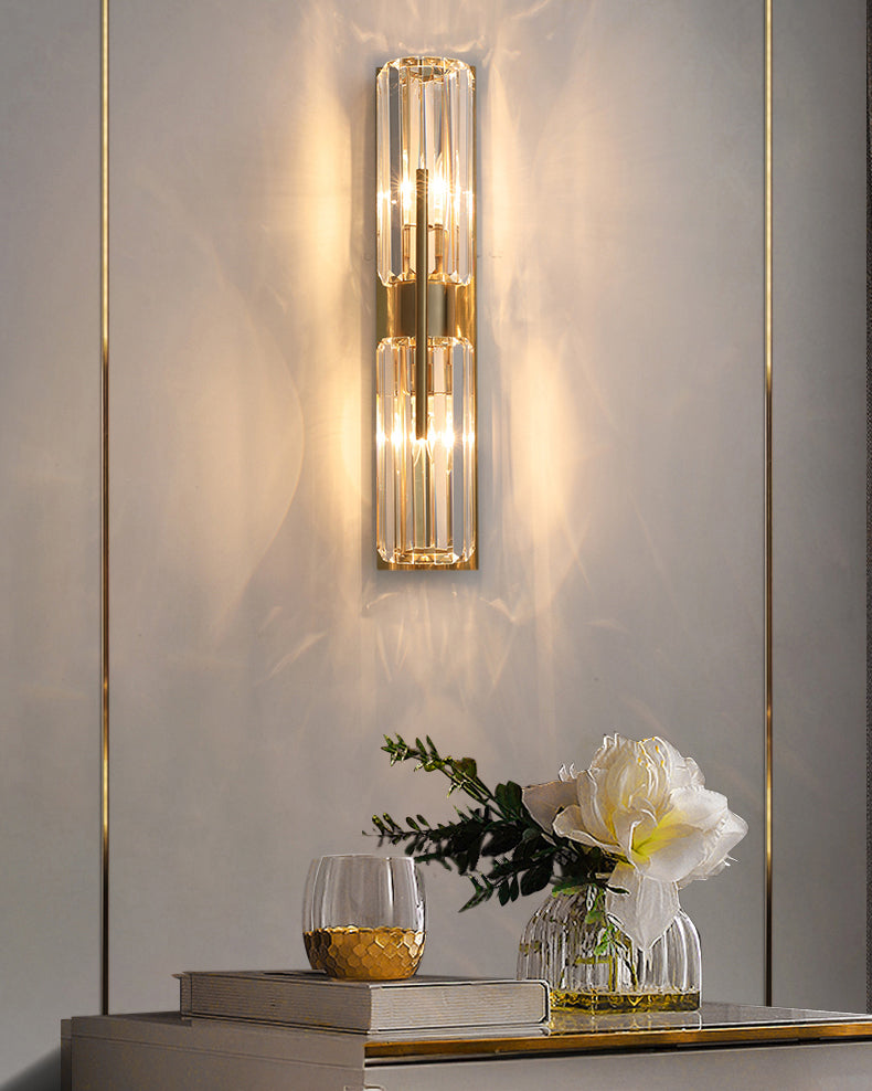 WOMO Crystal Prism Hurricane Double Wall Sconce-WM6132
